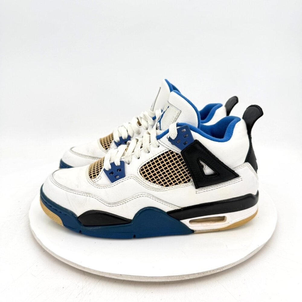 Nike Air Jordan 4 Motorsports Women Size 7.5 408452-117 White Blue Leather